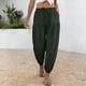 thumbnail image 2 of Pantalones de cintura elástica para las mujeres Color sólido empaquetado pies cordón longitud completa cónico Jogger bolsillos pantalones verde oliva mujeres, 2 of 6
