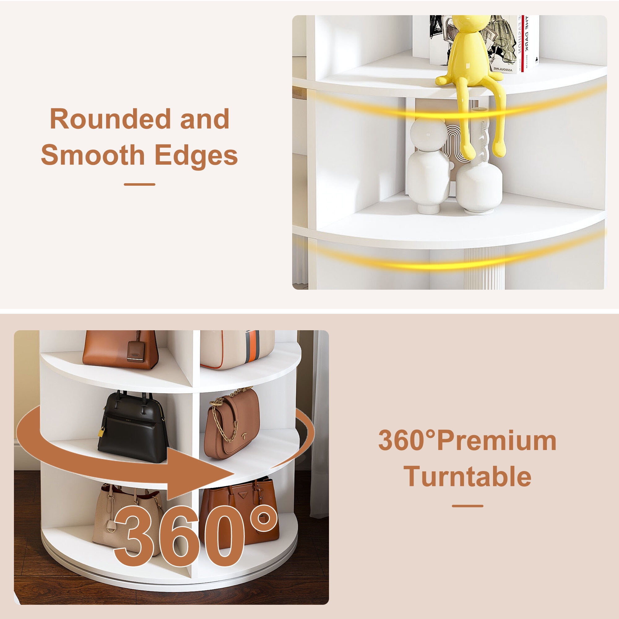 Display Shelves Rotating Shoe Rack Tower, 7-Tier Spinning Storage Rack, Free Standing 360° Revolving Shoe Organizer, Holds 28 Pairs of Shoes (7-Tier,White),Shelving Units
