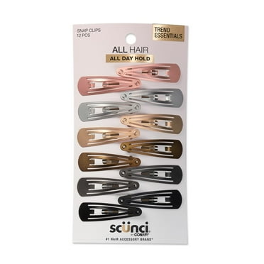 Scunci Decorative Open Side Design Snap Clips, Multicolor, 12 Count