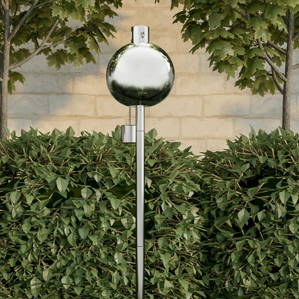 Pure Garden Outdoor Torch Lamp Stainless Steel Canister Flame Stainless Steel Canister Flame