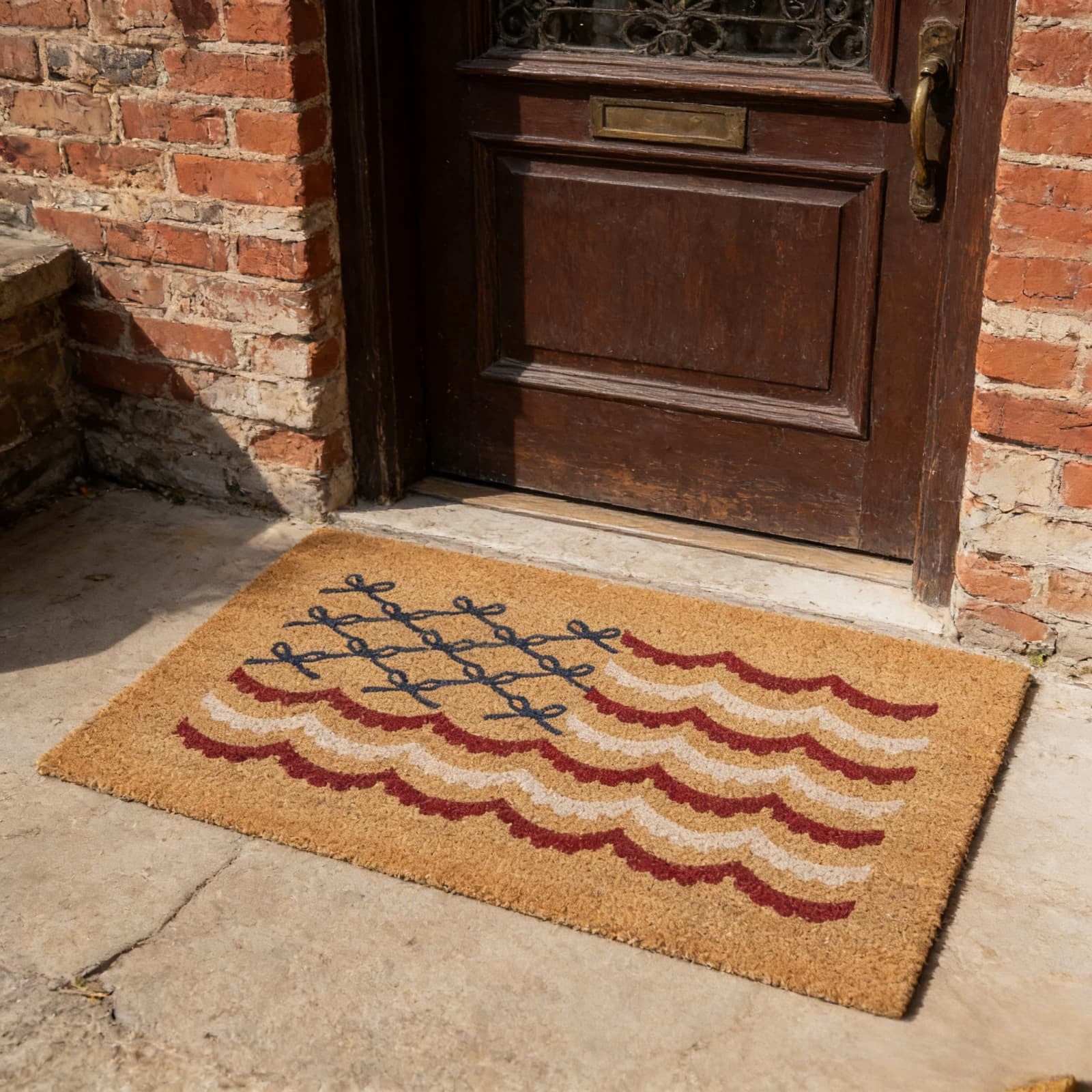 Mat Outdoor Red Blue White 250th Anniversary Welcome Rug Patriotic Doormat Independence Day Indoor Entrance Outside Door Front Decor 23.62x35.43IN