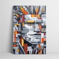 thumbnail image 3 of 1pc Modern Abstract Tribal - inspired Portrait Canvas Wall Art with Bold Geometric Patterns and Vivid Orange - Grey Color Palette, framed Decor room hanging Wall Picture Decor for Home Gifts,, 3 of 6