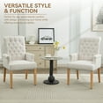 thumbnail image 3 of Fabric Upholstered Dining Chair with Arms, Tufted High Back Accent Coffee Armchair for Kitchen Dining Room Living Room, Beige, 3 of 9