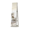 thumbnail image 2 of 360°Swivel Jewelry Cabinet with Full Length Mirror, 360°Rotating Standing Jewelry Armoire Organizer, Lockable Storage Cabinet, Interior Lighted Mirror, White, 2 of 14
