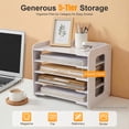 thumbnail image 3 of 5 Tier Plastic Desktop Organizer,Portable Paper File Storage Organizer Letter Tray for Office White, 3 of 10