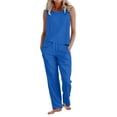 thumbnail image 2 of Favoffer Women Tank Top Pant Sets Crew Neck Sleeveless Vests Wide Leg Long Pants Cotton Linen Side Pocket Two Piece Outfits for Daily Casual Commute, 2 of 6
