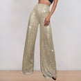 thumbnail image 2 of Stylish Women's Casual Sequined High Waist Wide Leg Flare Trousers with Sparkling Embellishments for Evening Party Outfits Elastic High Waisted Straight Leg Pull On Trousers, 2 of 6