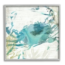 Stupell Industries Rustic Blue Crab Abstract Animals & Insects Painting Gray Framed Art Print Wall Art, 24 x 24