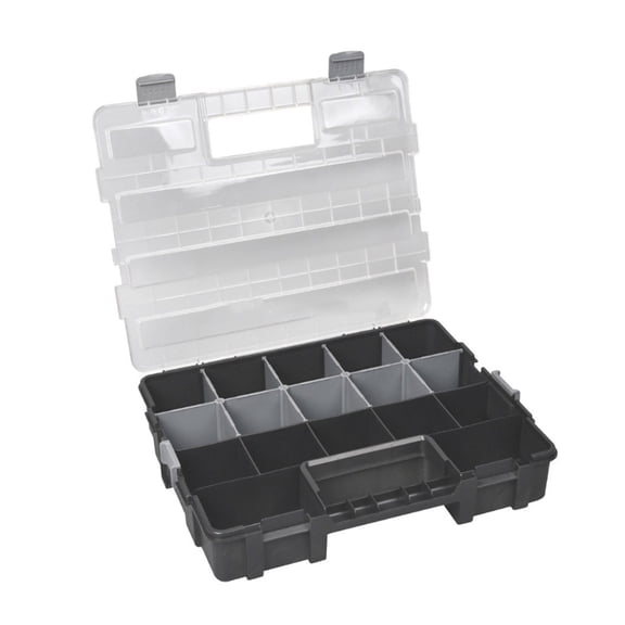 Tool Box Organizer Interlocking Black Small Part Organizer for Fastener Part Craft with Removable Divider Accessories