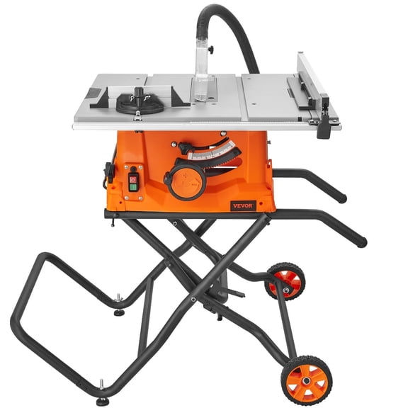 HCY 10" Table Saw w/ Stand Electric Cutting Machine 5000RPM 25-in Rip Capacity