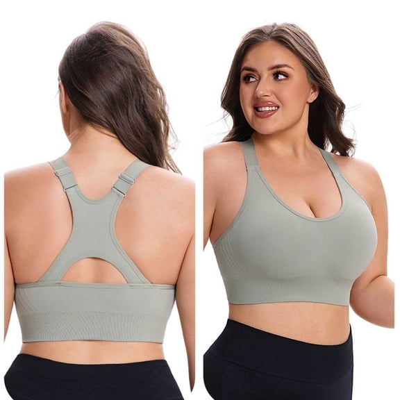 WAGUTH Plus Size Sports Bra for Women Adjustable Straps Racerback Medium Support Workout Yoga Bralette,Green,4XL