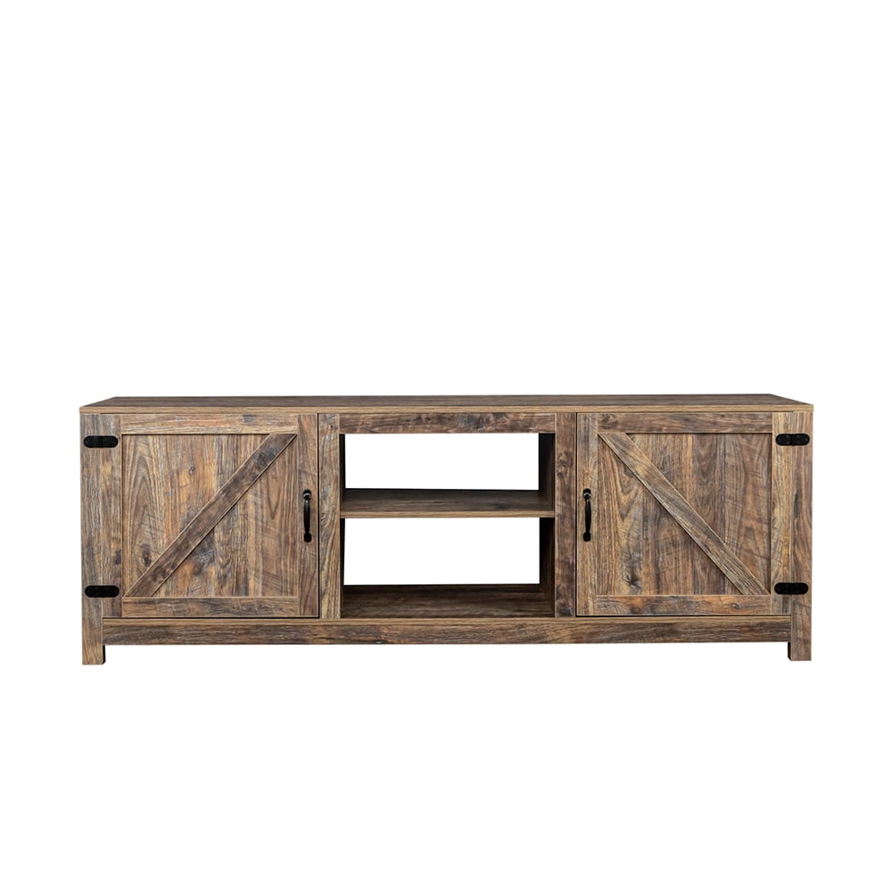 Kadyn Farmhouse TV Stand, Modern Entertainment Center with Storage, Wood TV Stand Console with Door, Brown Kadyn Farmhouse TV Stand, Modern Entertainment Center with Storage, Wood TV Stand Console with Door, Brown