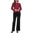 thumbnail image 2 of INSPIRE CHIC Business Casual Blazer Jackets for Women Long Sleeve Collarless Button Down Office Work Suit Jacket L Wine Red, 2 of 6