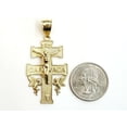 thumbnail image 2 of New 10k Yellow gold Caravaca double cross with angel crucifix Jesus pendant 6.3g, 2 of 12