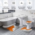thumbnail image 5 of Orange Grey Ombre Bath Mat 3 Piece Bathroom Rug Set, Modern Geometric Abstract Aesthetics Cream Non Slip Bath Rug Contour Mat and Toilet Lid Cover, Absorbent Shower Mats Soft Bath Rugs and Mats Sets, 5 of 8
