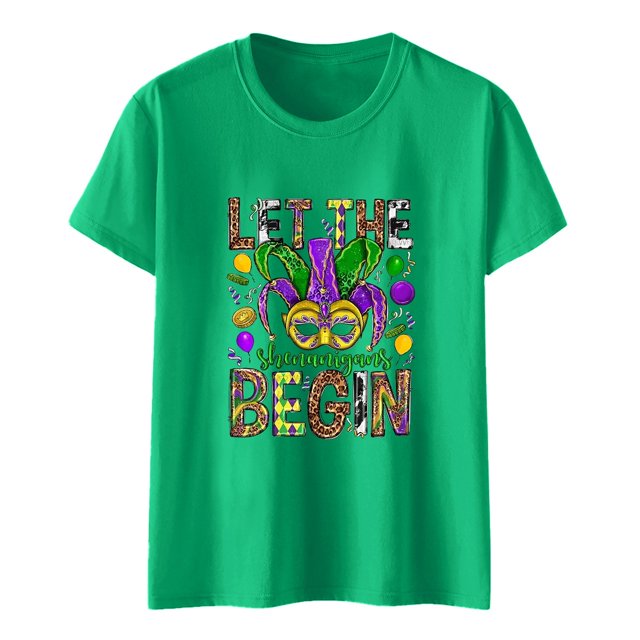 SZXZYGS T-Shirts pour Femmes Coupe Ample Pack Mode Décontractée Carnaval Imprimé Lettre Col Rond Manches Courtes Haut Été 2024