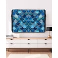 thumbnail image 3 of Outdoor TV Cover 48 to 50 Inch Weatherproof, Boho Waterproof TV Screen Protector for Outside Decor with Zipper and Pocket 48"L x 30"H , Scallop Pattern Blue, 3 of 7