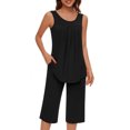 thumbnail image 5 of qolati Womens 2 Piece Capri Outfits Summer Sleeveless Tank Tops Crop Pants Sleepwear Pajamas Set Loungewear Jogging Suit, 5 of 8