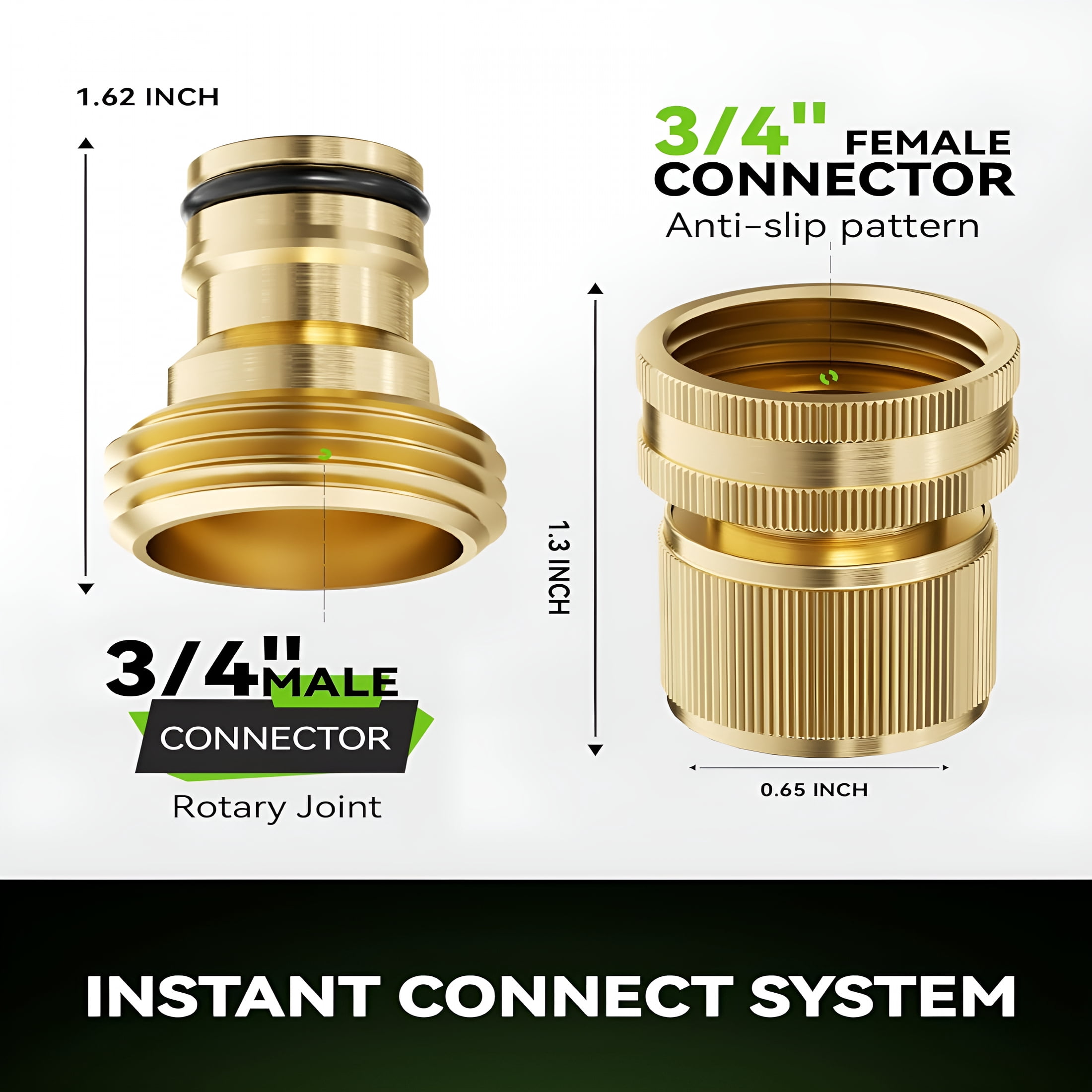 ZHZFKQ RainPoint Quick Connect Hose Fittings 3/4" GHT - Solid Brass Garden Hose Connectors, No-Leak Design & Universal Fit for Instant Connection (4 Sets)
