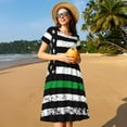 thumbnail image 4 of Fotbe Robe Motif Drapeau Américain Décontractée Mode Femme Manches Courtes Robe Maxi Robe T-Shirt Rayée Longue à Blocs de Couleur, 4 of 6