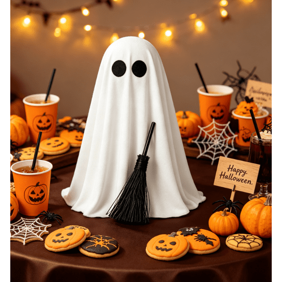 Halloween Indoor, 20.4Inch Ghost Decor with-Broom, Pumpkin, Spooky Cute Halloween for Home Table, Shelf, Home Party Enyisa