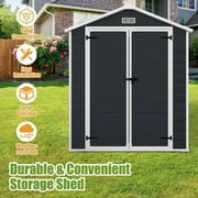 6×4.4ft shed & Outdoor Storage, Enyopro All-Weather Outdoor Sheds with Floor, Large Tool Plastic Resin shed with Double Lockable Door, Bike Storage Building shed with Window for Garden Lawn Patio