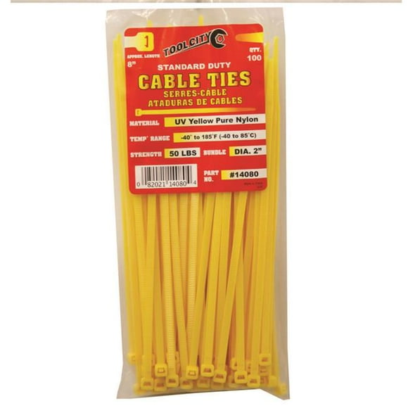 Tool City 3767027 8 in. Yellow Cable Tie