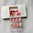 thumbnail image 5 of RAGUPEL 3D Flower Art Press on Nails Medium Almond Nails Press Ons Pink and Yellow Fake Nails with Relief Line Design Glossy False Nails Reusable Full Cover Acrylic Stick on Nail 24 Pcs, 5 of 8