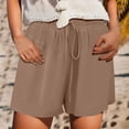 thumbnail image 4 of Athletic Shorts for Women Fashion High Waist Straight Leg Sport Casual Loose Fit Drawstring Elastic Waist Leisure Bermuda Cargo Board Gym Brown Bottoms Sizes 4XL, 4 of 5