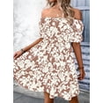 thumbnail image 6 of Women'S Tie Back Off Shoulder Wrap Layer Ruffle Short Sleeve Mini Dress Cream White M, 6 of 8