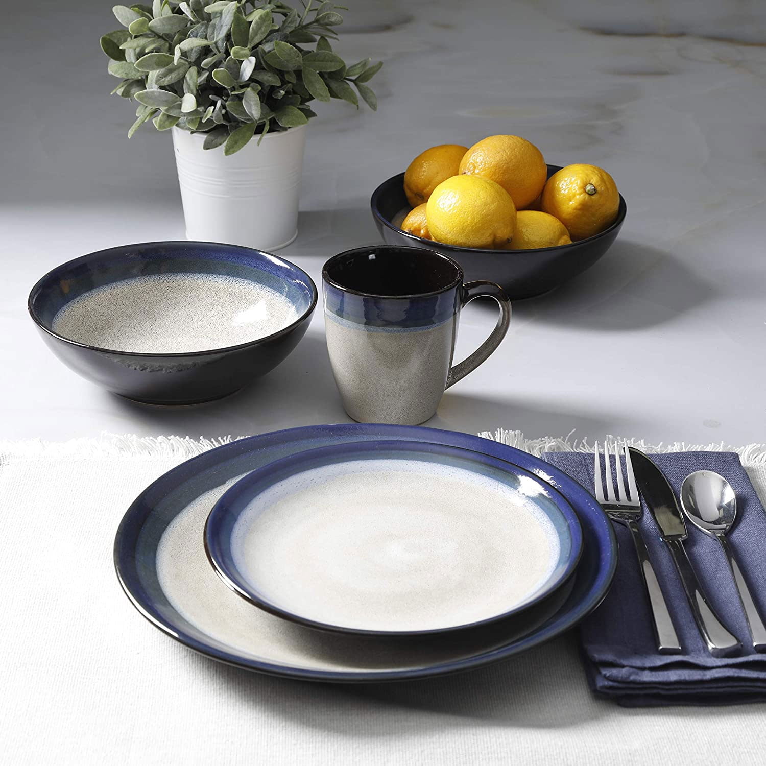 Gibson blue dinnerware hotsell