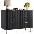 thumbnail image 1 of Negra fluted 6 - cajón de anchura cómoda: moderno chest con spacious deep cajones, ideal para para sala de estar, hallway, o para niños' room, 1 of 9