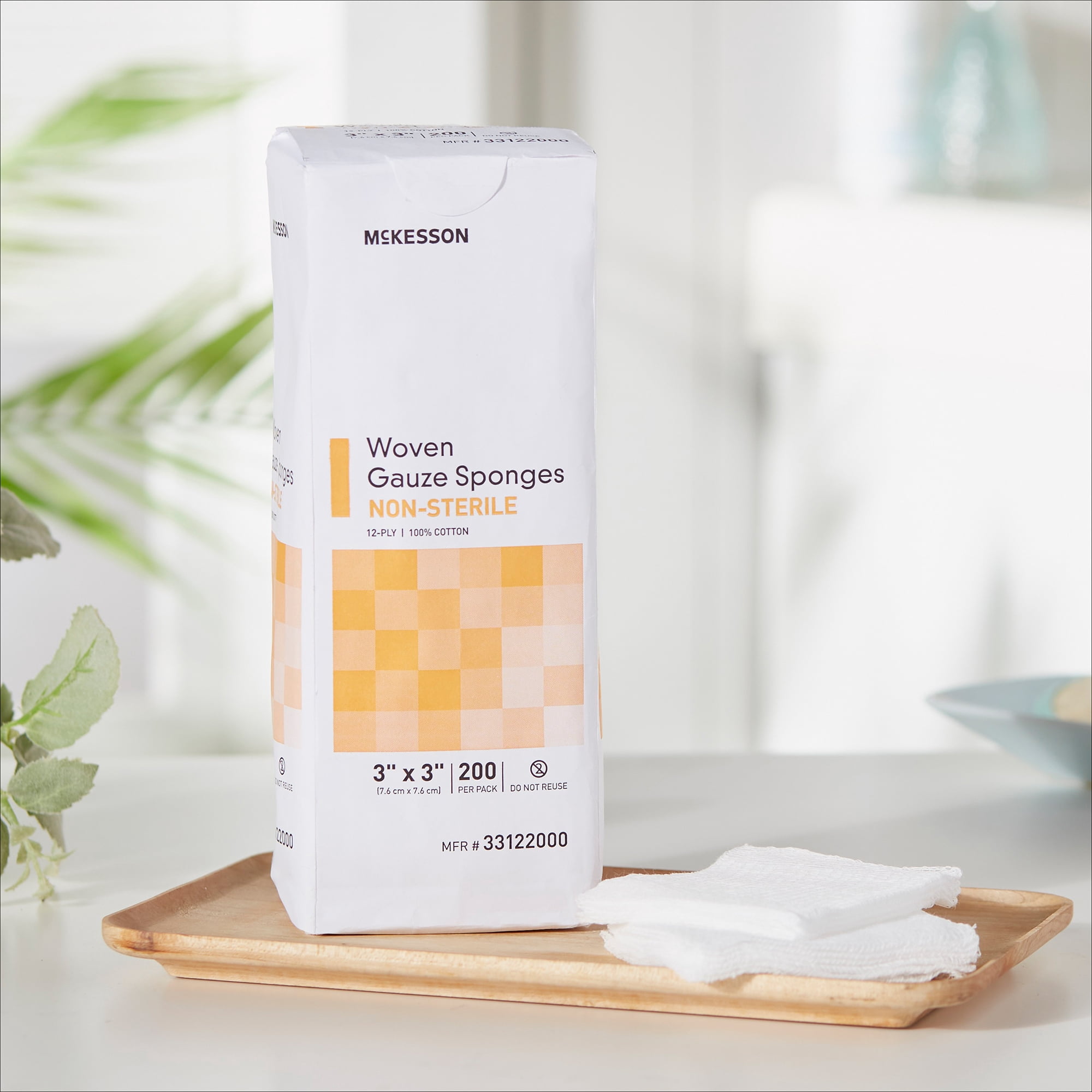 McKesson Premium Woven Gauze Sponges, Non-Sterile Wound Pads, 3 in x 3 in, 200 per Pack, 20 Packs, 4000 Total