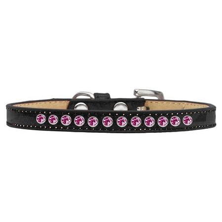 Crystal Collar - mirage 612-07 bk-8 bright pink crystal black puppy ice cream collar - size 8