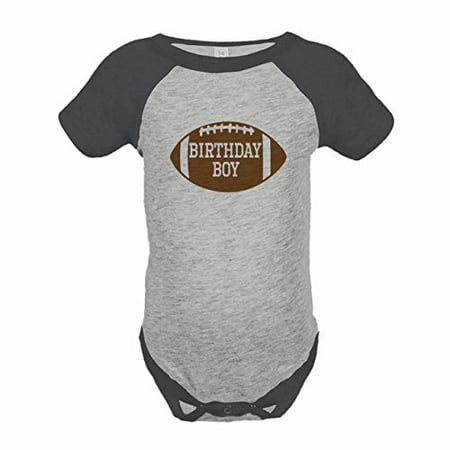 

7 ate 9 Apparel Boy s Football Birthday Grey Raglan Onepiece 6 Months