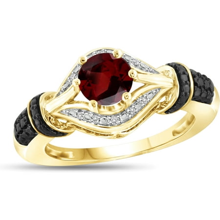 JewelersClub 3/4 Carat T.G.W. Garnet And White Diamond Accent Black Rhodium Plating 14kt Gold Over Silver Ring