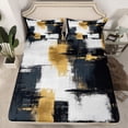 thumbnail image 2 of jejeloiu Graffiti Geometric Design Bed Sheets,Gray Black Gold King Sheets For Adult 4pcs, 2 of 7