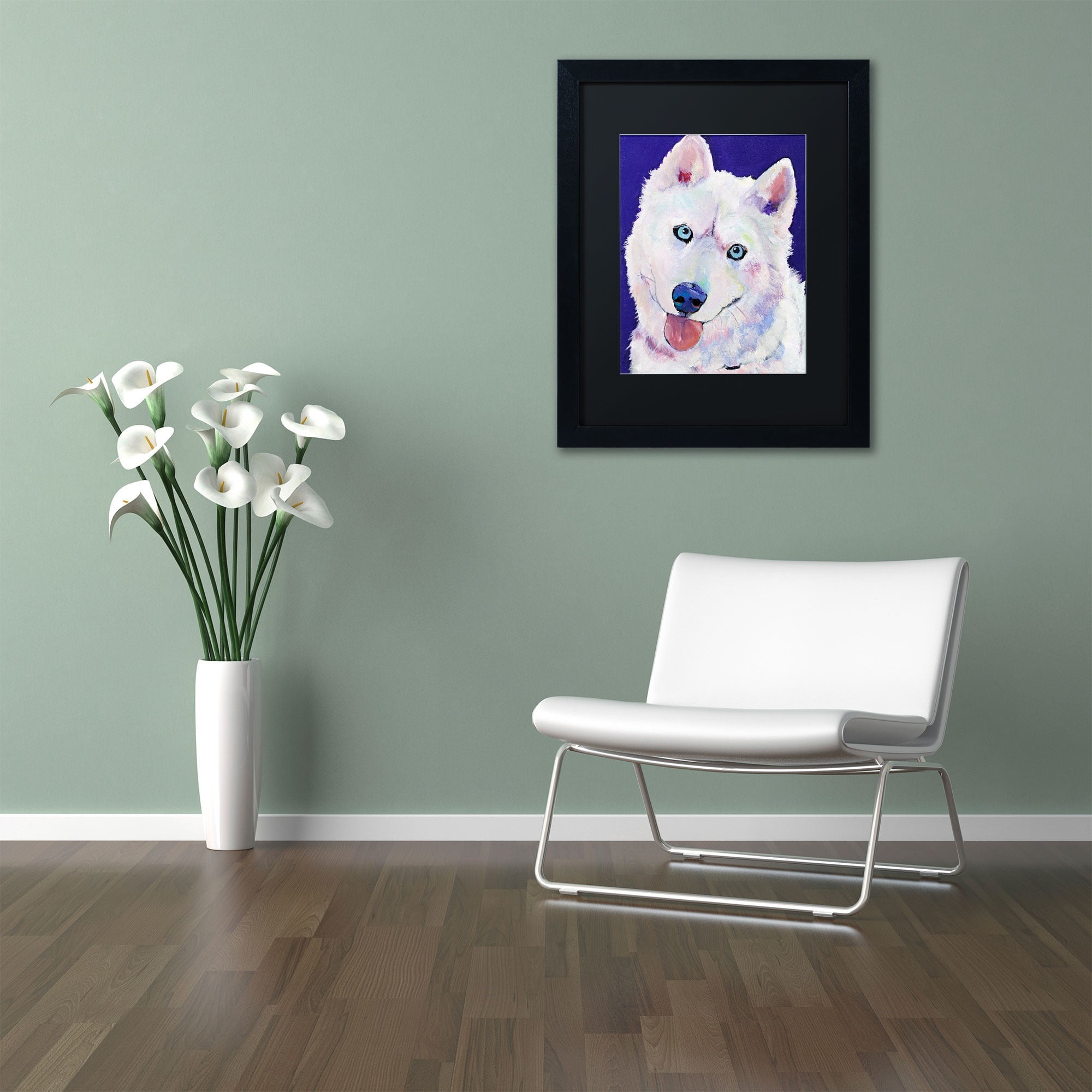 Trademark Fine Art "Whitey" Canvas Art by Pat Saunders-White, Black Mat, Black Frame