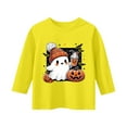 thumbnail image 4 of Mercatoo Boys Girls Halloween Shirt Kids Cute G𝗵𝐨st Graphic Tops 3/4 Sleeve Crewneck Shirts Cotton 𝐀thletic Letter Tee, 4 of 4
