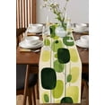 thumbnail image 4 of Green Geometric Table Runner Cotton Linen 72 Inch Holiday Dresser Scarves, Abstract Neutral Modern Artwork Tablerunner for Kitchen Coffee Dining Bedroom Home Living Room Dinner Scarf Décor 13''x72'', 4 of 9