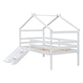 thumbnail image 5 of Leumius Twin Low Loft House Bed with Slide, Ladder, Safety Guardrails, House Roof Frame for Boys Girls White, 5 of 8