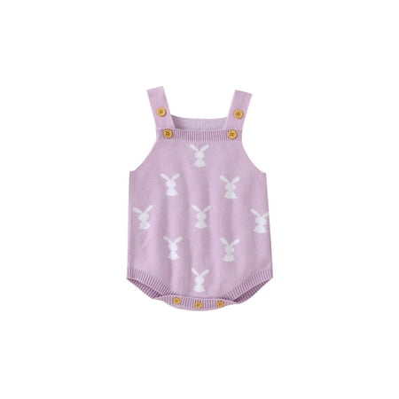 

Kiapeise Unisex Newborn Cute Rabbit Pattern Knitted Romper Sleeveless