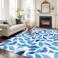 thumbnail image 2 of Spring Leaves Area Rugs 5'x7', Washable Small Throw Rugs for Laundry Room Playroom, Blue Plants Country Botanical Leaf Indoor Outdoor Rug Non-Slip Low Pile Carpet Runner Reversible Floor Mats, 2 of 8