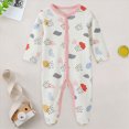 thumbnail image 2 of KPOPLK Unisex Organic Cotton Soft Pajamas 0-18 Months Boy Girl Footies Pajamas Newborn Baby Sleepers Pajamas Romper Size 3-6 Months, 2 of 7