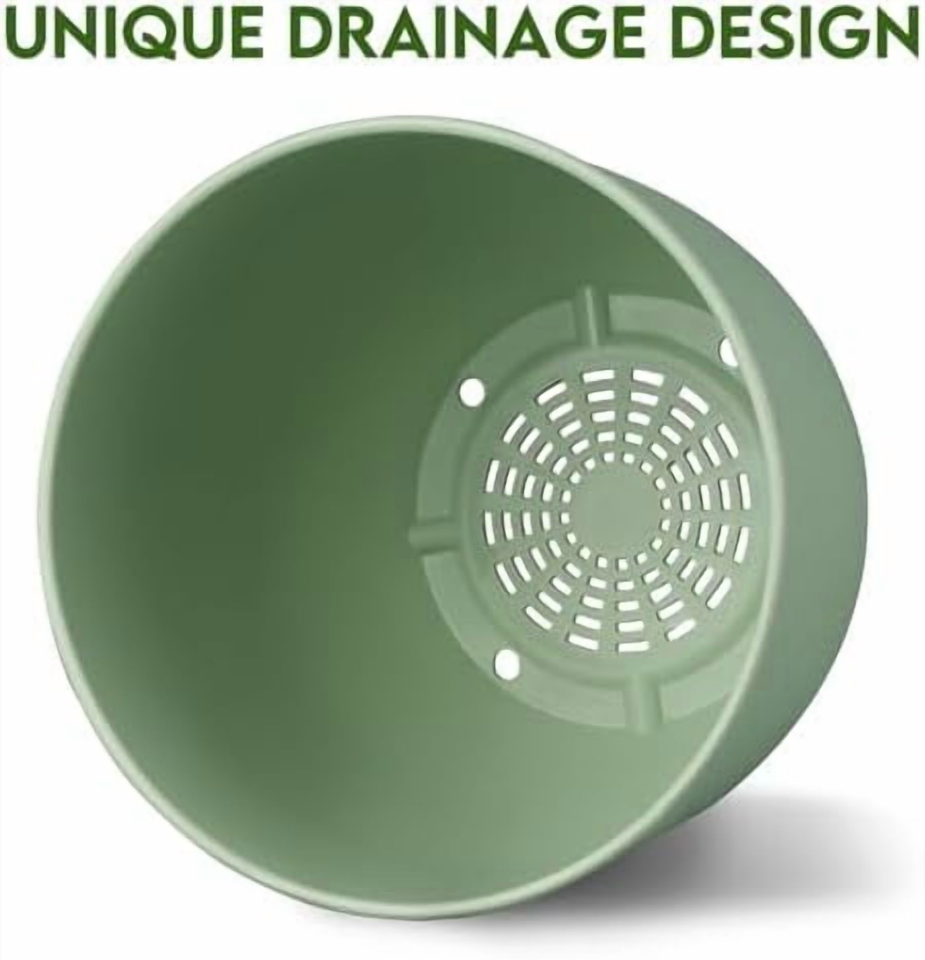 Plant Pots 8 Inch Set of 4, Flower Pots with Multi Mesh Drainage Holes, Planters for Indoor Outdoor Garden Plants and Flowers（Green）
