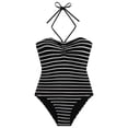 thumbnail image 1 of baikeli Women's One Piece Swimsuit Polka Dots Print Tummy Control Bathing Suits Modest Full Coverage Swim Suits Beachwear Black,L, 1 of 7