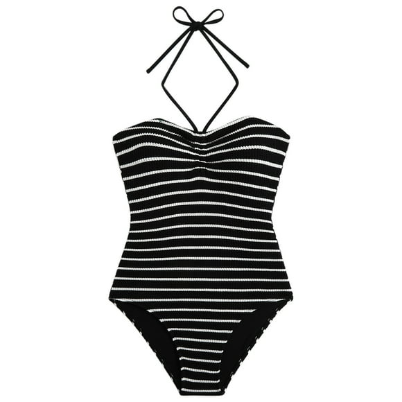 baikeli Women's One Piece Swimsuit Polka Dots Print Tummy Control Bathing Suits Modest Full Coverage Swim Suits Beachwear Black,S