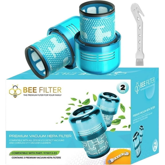 Bee Filter 2-Pack Premium True HEPA Replacement Filters for Dyson V15 Filter, Dyson V11 Filter, V15 Detect Absolute, V15 Submarine, Dyson V11 Animal , Dyson V11, Dyson V15 Detect, Part no. 970013-02