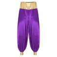 thumbnail image 3 of Haitryli Mens Arab Prince Costume Halloween Harem Pants Loose Bloomers Trousers Belly Dance Pants Purple L, 3 of 7