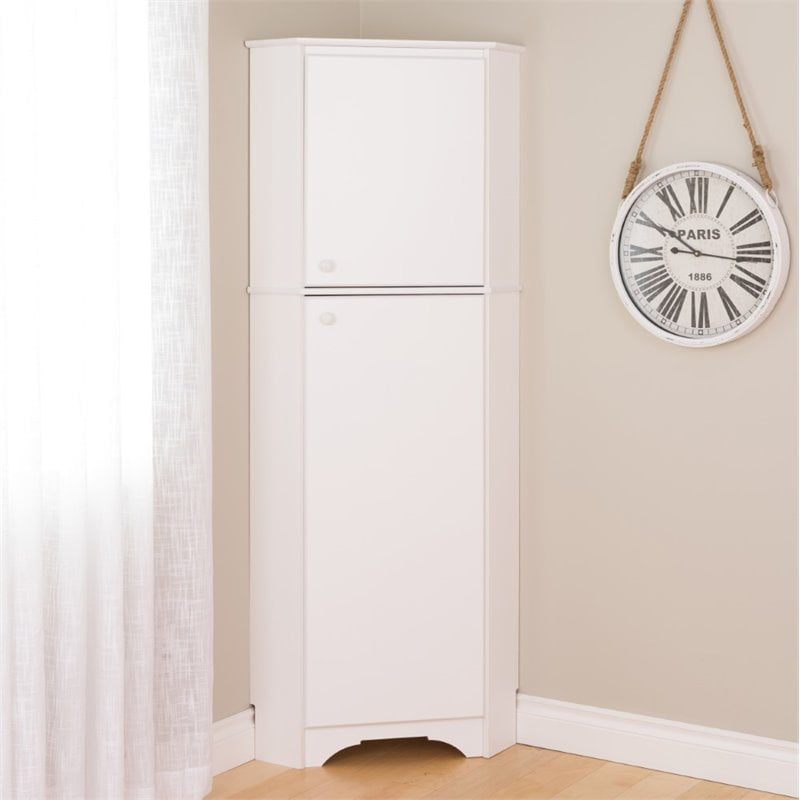 Prepac Elite Tall 2-Door Corner Storage Cabinet, White ...